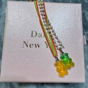 Multi strand pearl and corded necklace with gummy bear pendants NWT